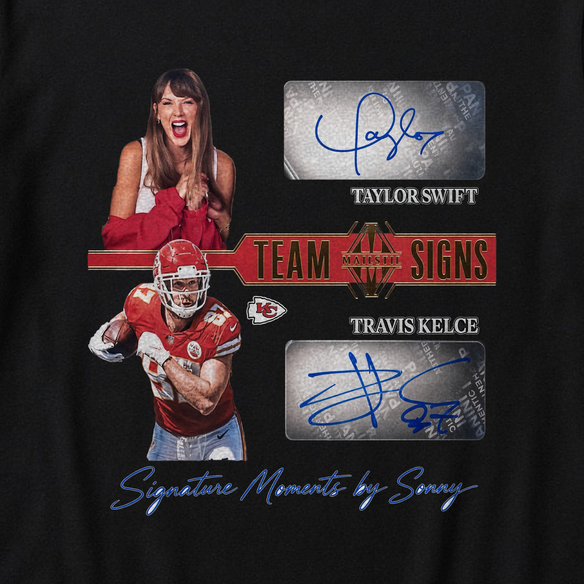 Taylor Swift x Travis Kelce Team Signs Tee – Loose Fit