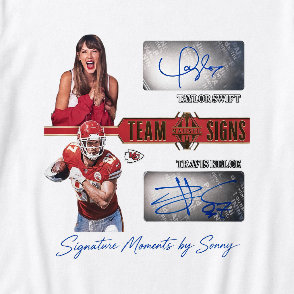 Taylor Swift x Travis Kelce Team Signs Tee – Fitted