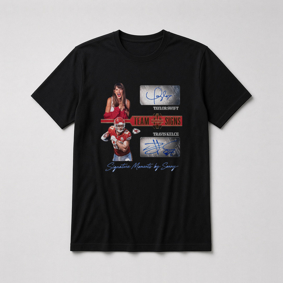 Taylor Swift x Travis Kelce Team Signs Tee – Fitted