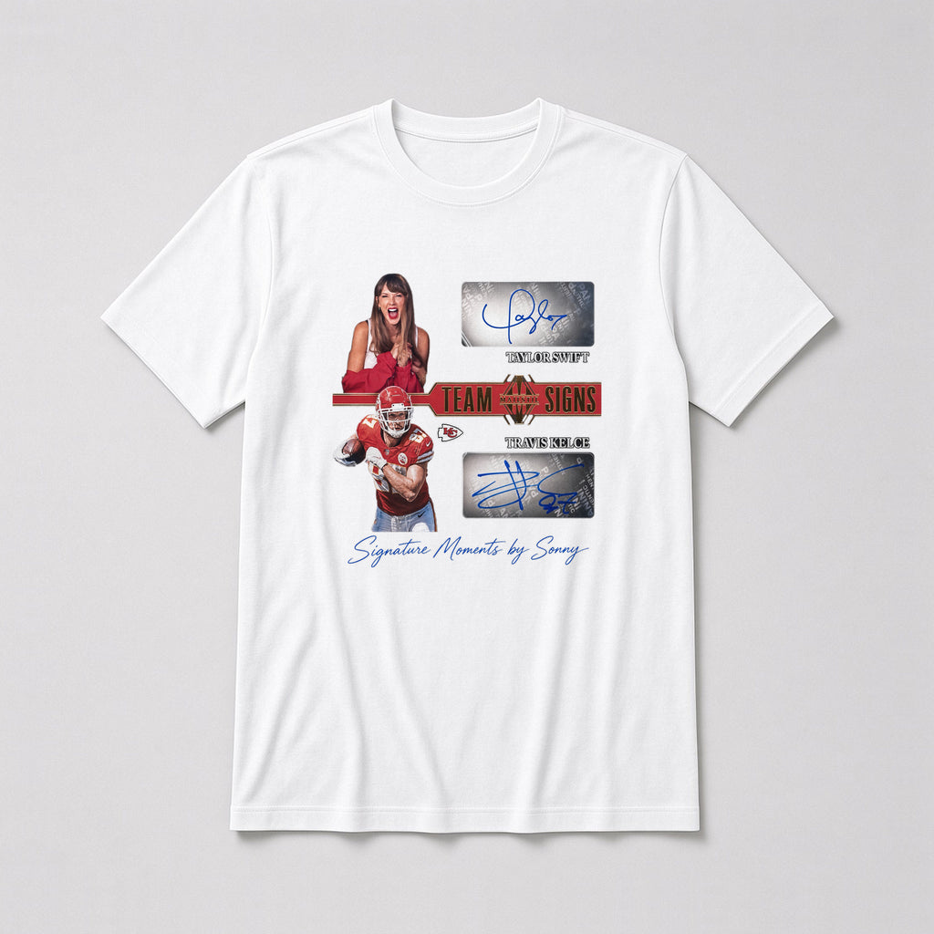 Taylor Swift x Travis Kelce Team Signs Tee – Fitted
