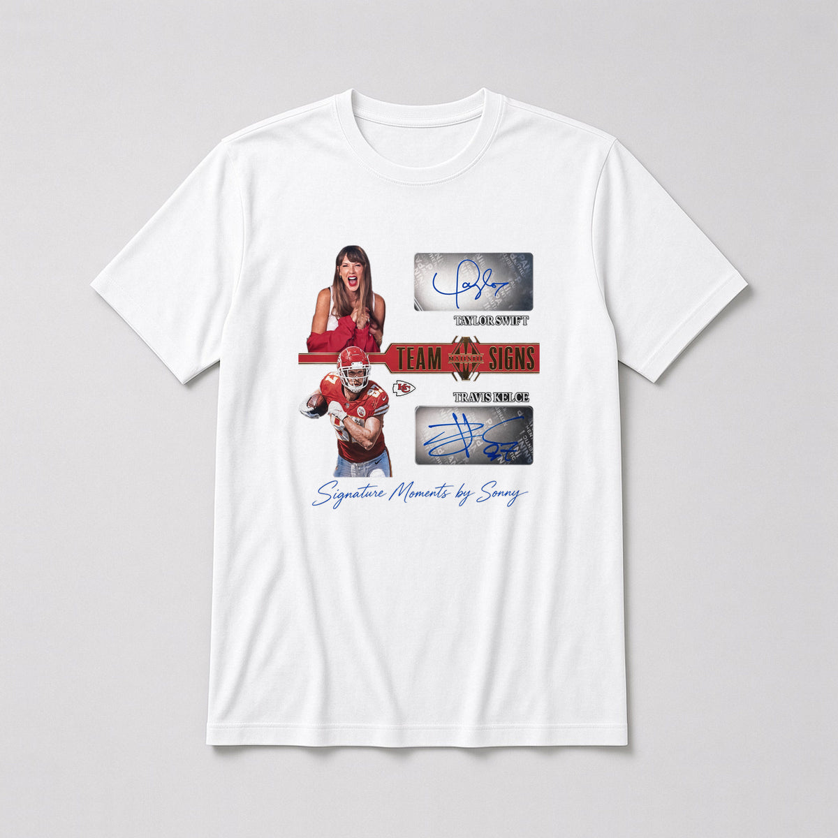 Taylor Swift x Travis Kelce Team Signs Tee – Fitted