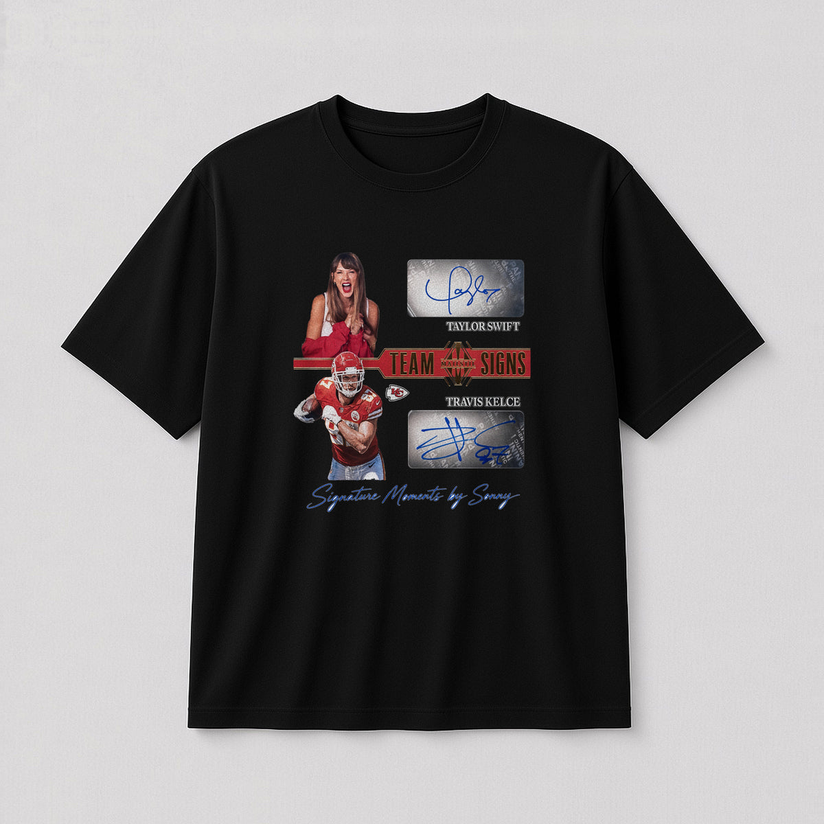 Taylor Swift x Travis Kelce Team Signs Tee – Loose Fit